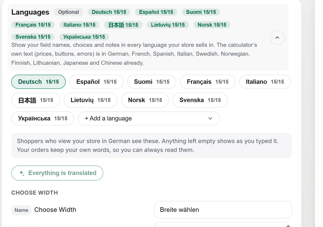 Field names and choices translated into several languages